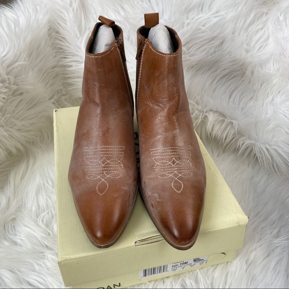 ROAN Aggie leather tan washed leather booties 10